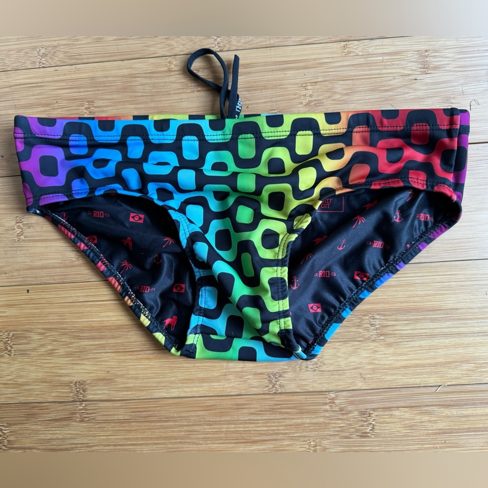 CA-RIO-CA Men’s Swim Brief Small Ipanema Pattern Pride colors
